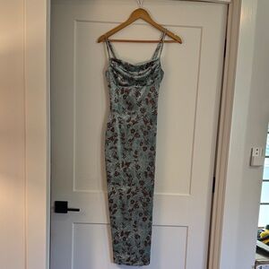 SHEIN Blue and Brown Floral Maxi Dress